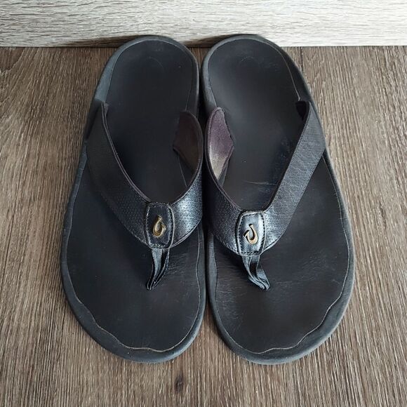 Olukai Kupuna Black Leather Sandal Mens Size 14 main image 7